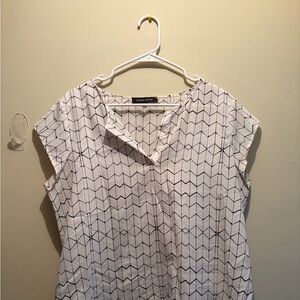 Ivanka Trump White and Black Geometric Blouse